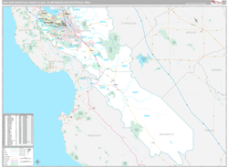 San Jose-Sunnyvale-Santa Clara Metro Area Wall Map Premium Style 2024